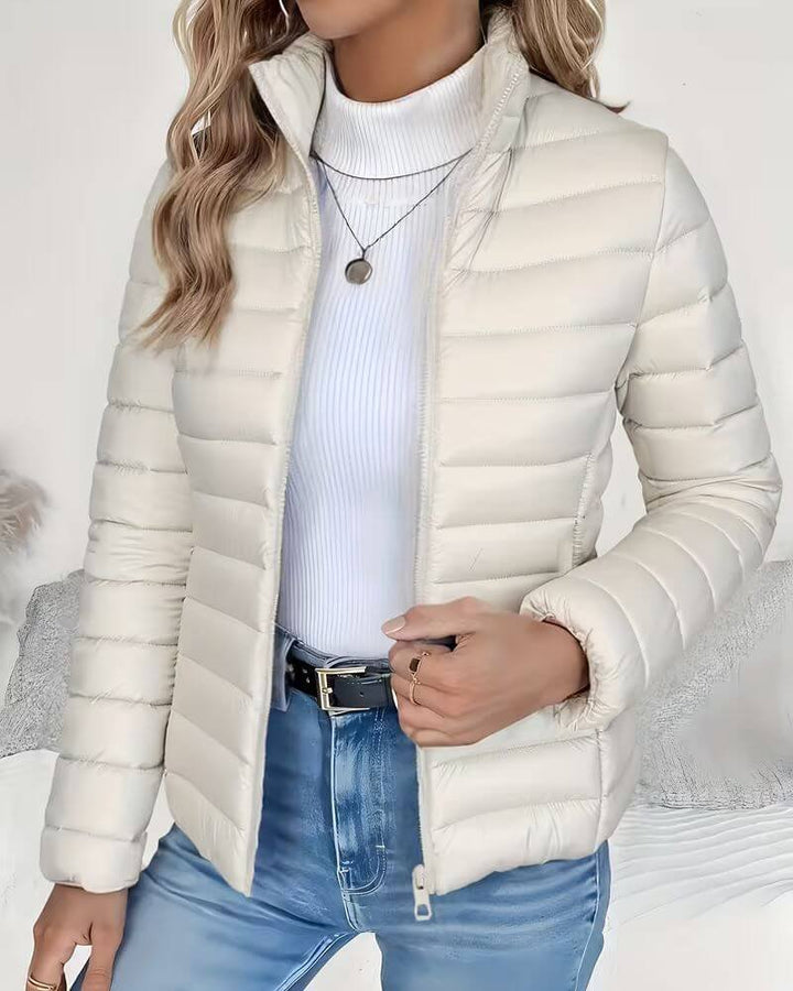 Women's Fall Lightweight Puffer Jacket in Cream