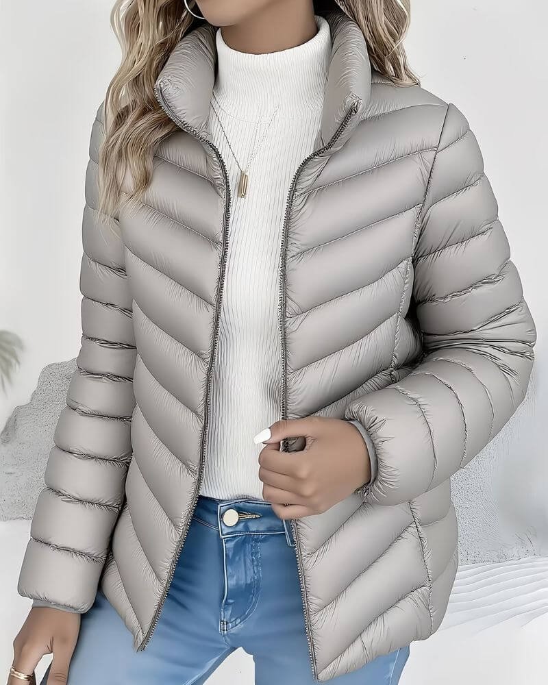 Women's Fall Lightweight Puffer Jacket in Grey
