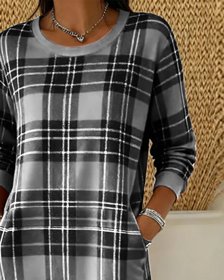 Women's Fall Wedding Guest Checked Knit Dress (4)