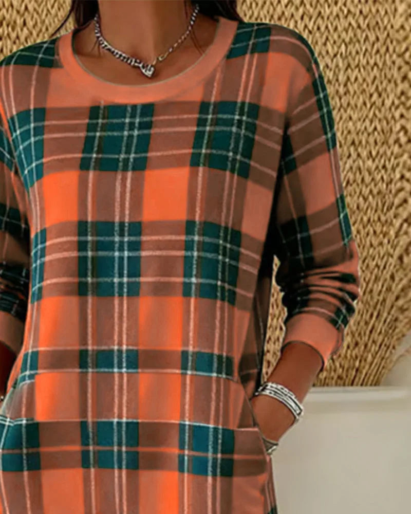Women's Fall Wedding Guest Checked Knit Dress (5)