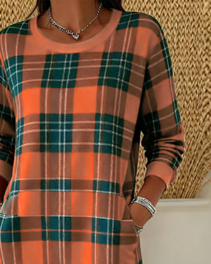 Women's Fall Wedding Guest Checked Knit Dress (5)