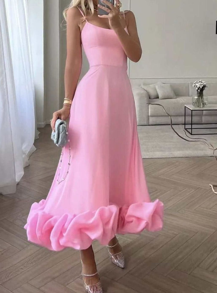 Women's Fall Wedding Guest Dress Floral Midi in Pink