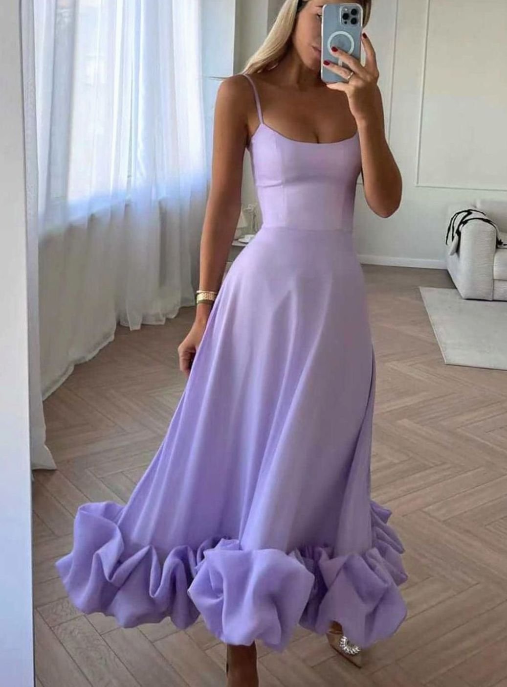 Women's Fall Wedding Guest Dress Floral Midi in Purple