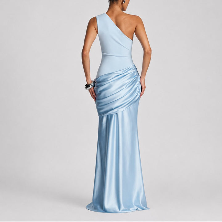 Women's Fall Wedding Guest Dress, Satin Maxi (14)
