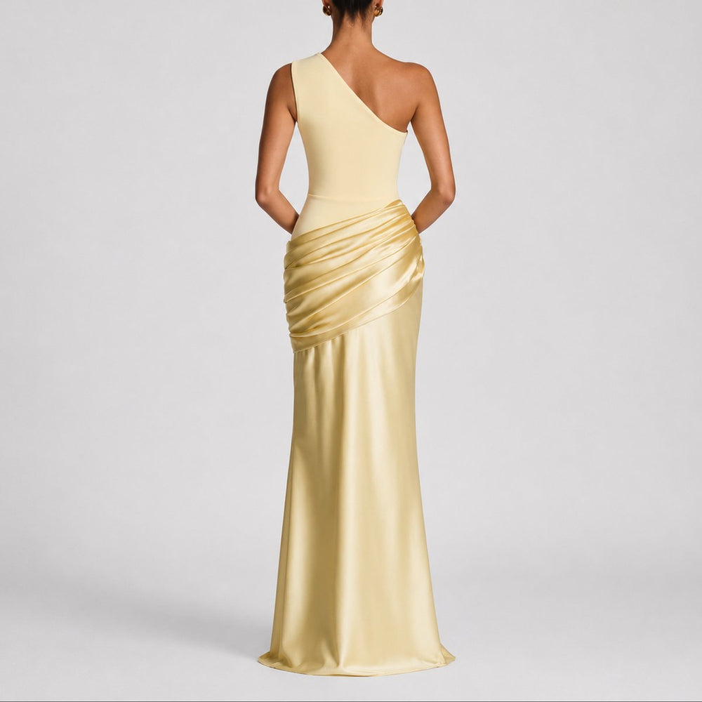 Women's Fall Wedding Guest Dress, Satin Maxi (2)