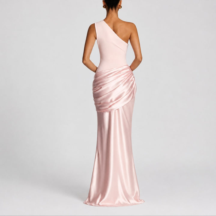 Women's Fall Wedding Guest Dress, Satin Maxi (6)
