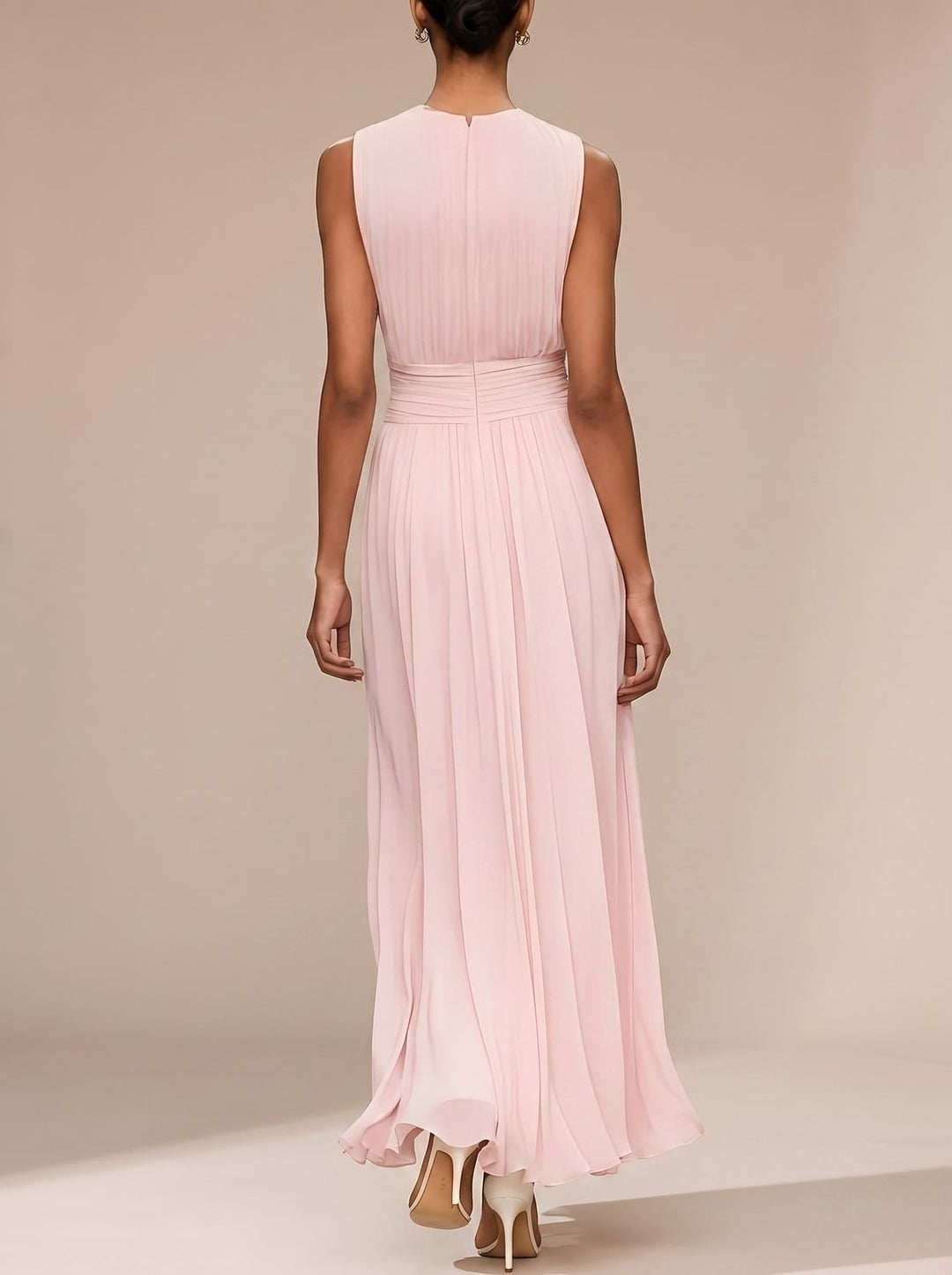 Women's Fall Wedding Guest Dress, Sleeveless Pleated Maxi (7)