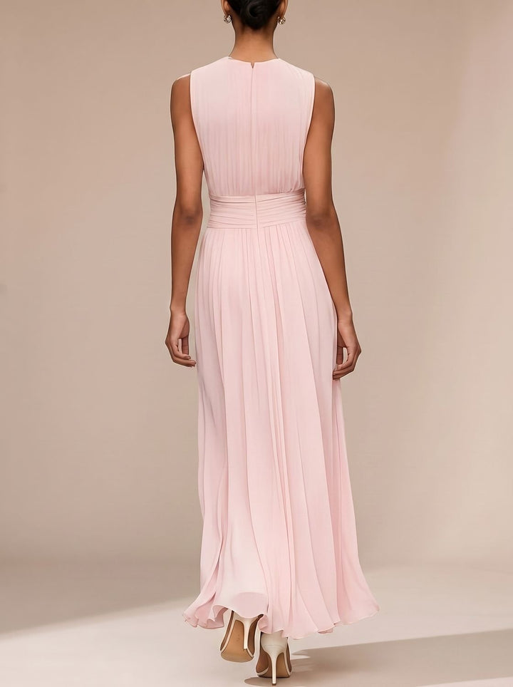 Women's Fall Wedding Guest Dress, Sleeveless Pleated Maxi (7)