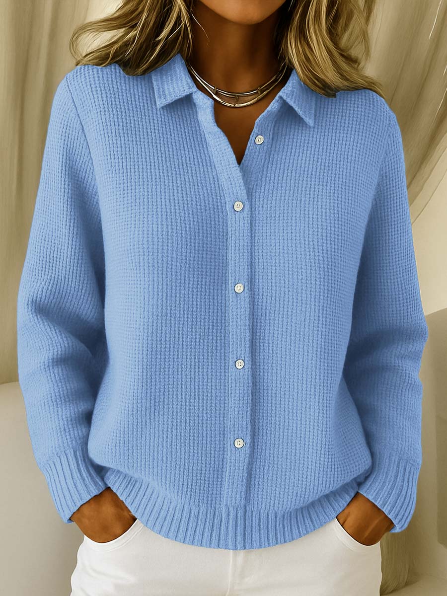 Women's Fitted Cardigan for Casual Layering in Blue