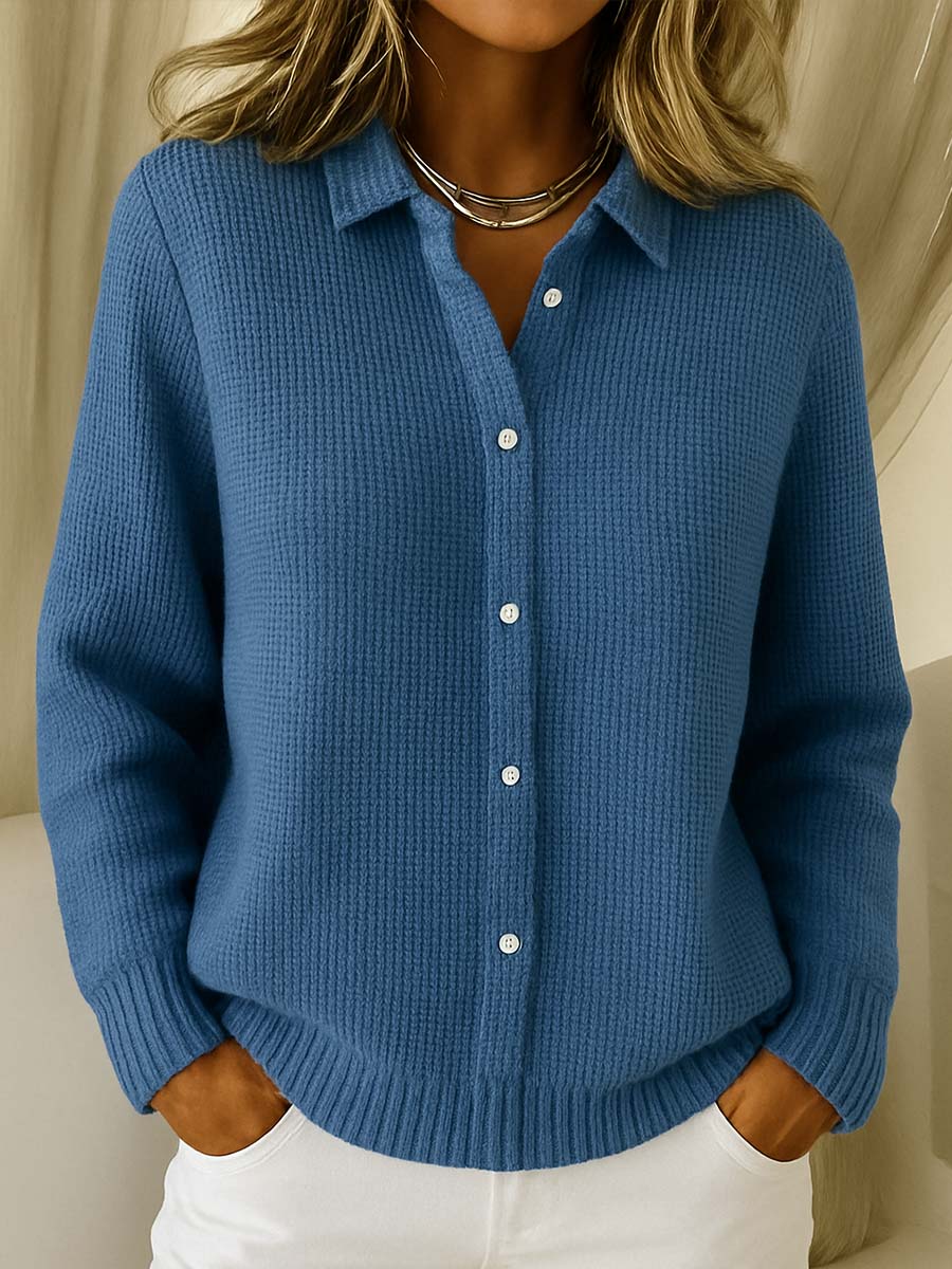 Women's Fitted Cardigan for Casual Layering in Dark Blue