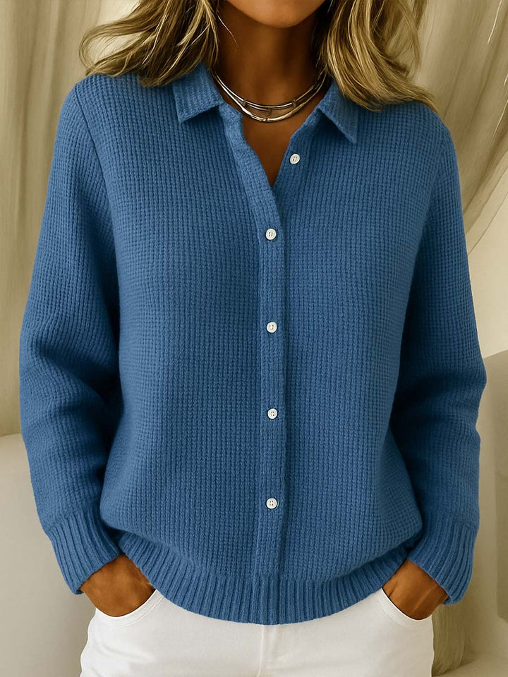 Women's Fitted Cardigan for Casual Layering in Dark Blue