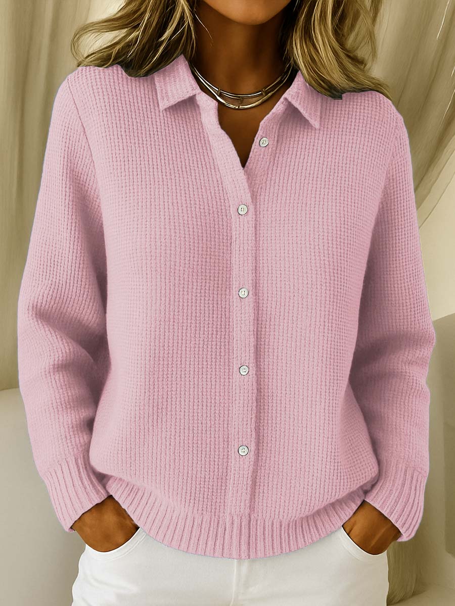 Women's Fitted Cardigan for Casual Layering in Pink
