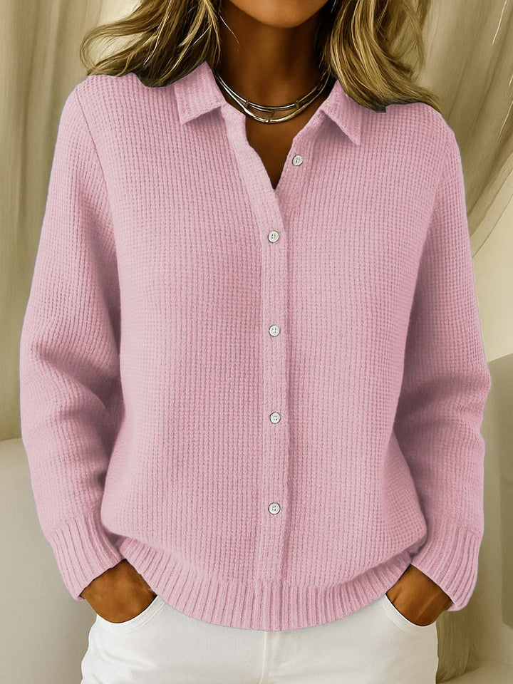 Women's Fitted Cardigan for Casual Layering in Pink