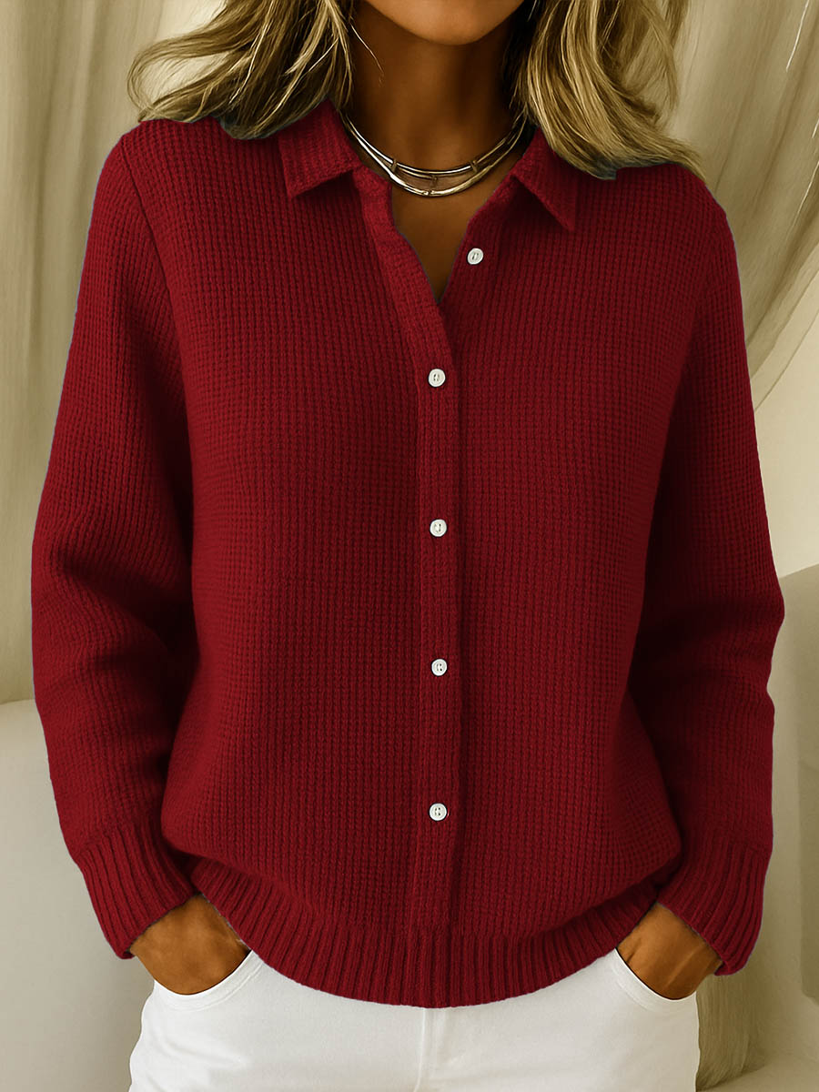Women's Fitted Cardigan for Casual Layering in Red