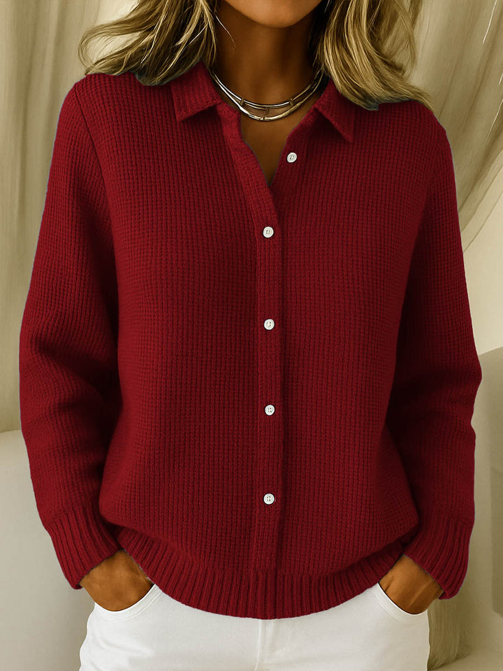 Women's Fitted Cardigan for Casual Layering in Red