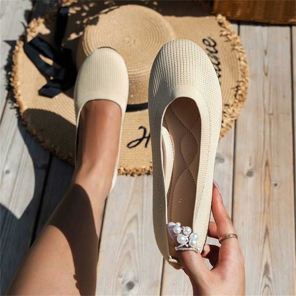 Women's Flats in Knit for Daily Comfort in White