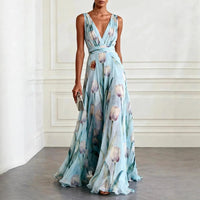 Evelyn | Women's Floral Chiffon Maxi Dress for Fall Weddings