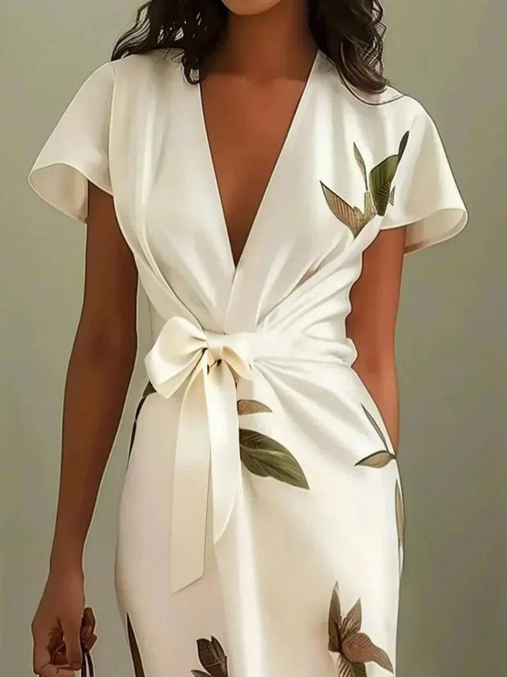 Women's Floral Midi Fall Wedding Guest Dress (4)