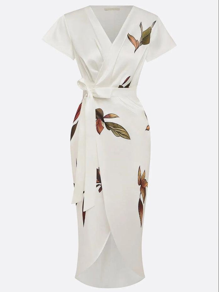 Women's Floral Midi Fall Wedding Guest Dress (6)