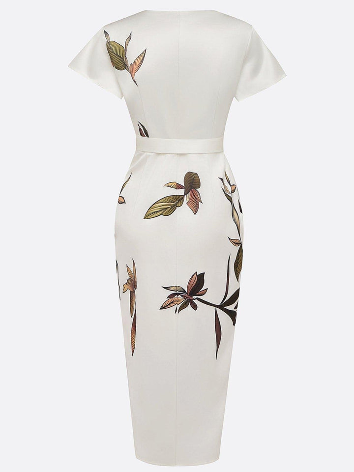 Women's Floral Midi Fall Wedding Guest Dress (7)