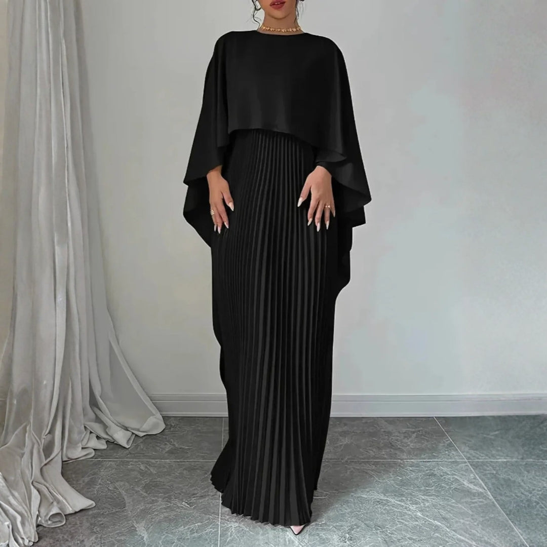 Women's Flowing Maxi Dress for Fall Wedding Guests in Black