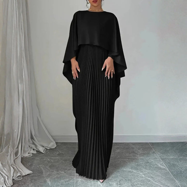 Women's Flowing Maxi Dress for Fall Wedding Guests in Black