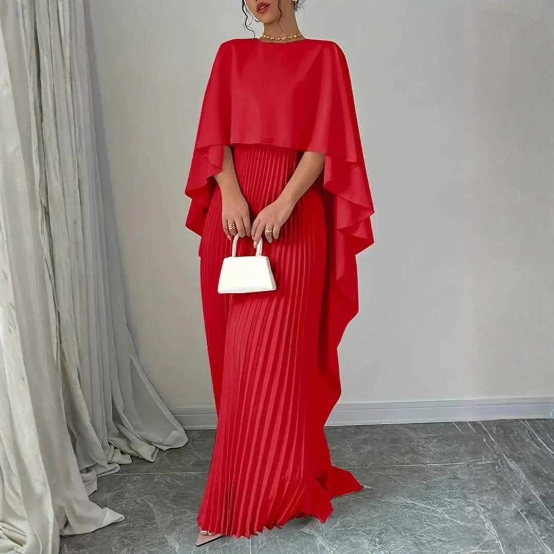 Women's Flowing Maxi Dress for Fall Wedding Guests in Red
