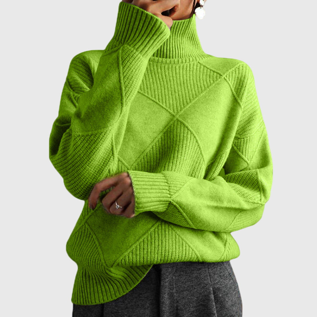 Women's Geometric Knit Pullover in Green