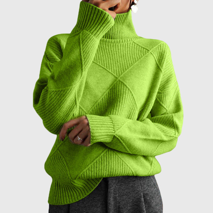 Women's Geometric Knit Pullover in Green