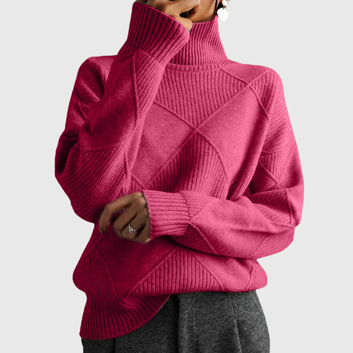 Women's Geometric Knit Pullover in Pink
