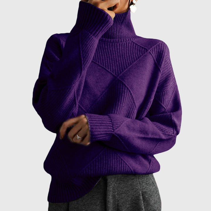 Women's Geometric Knit Pullover in Purple