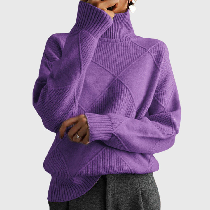Women's Geometric Knit Pullover in Violett