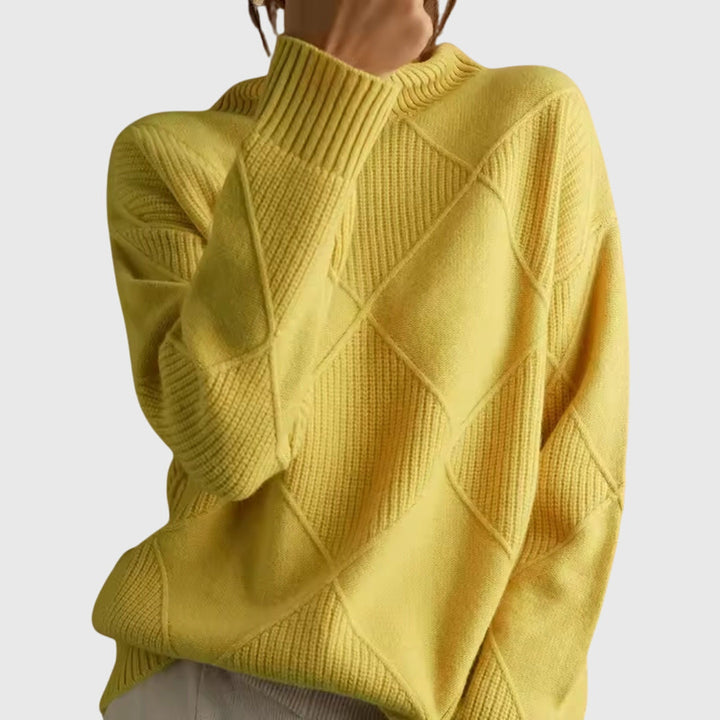 Women's Geometric Knit Pullover in Yellow