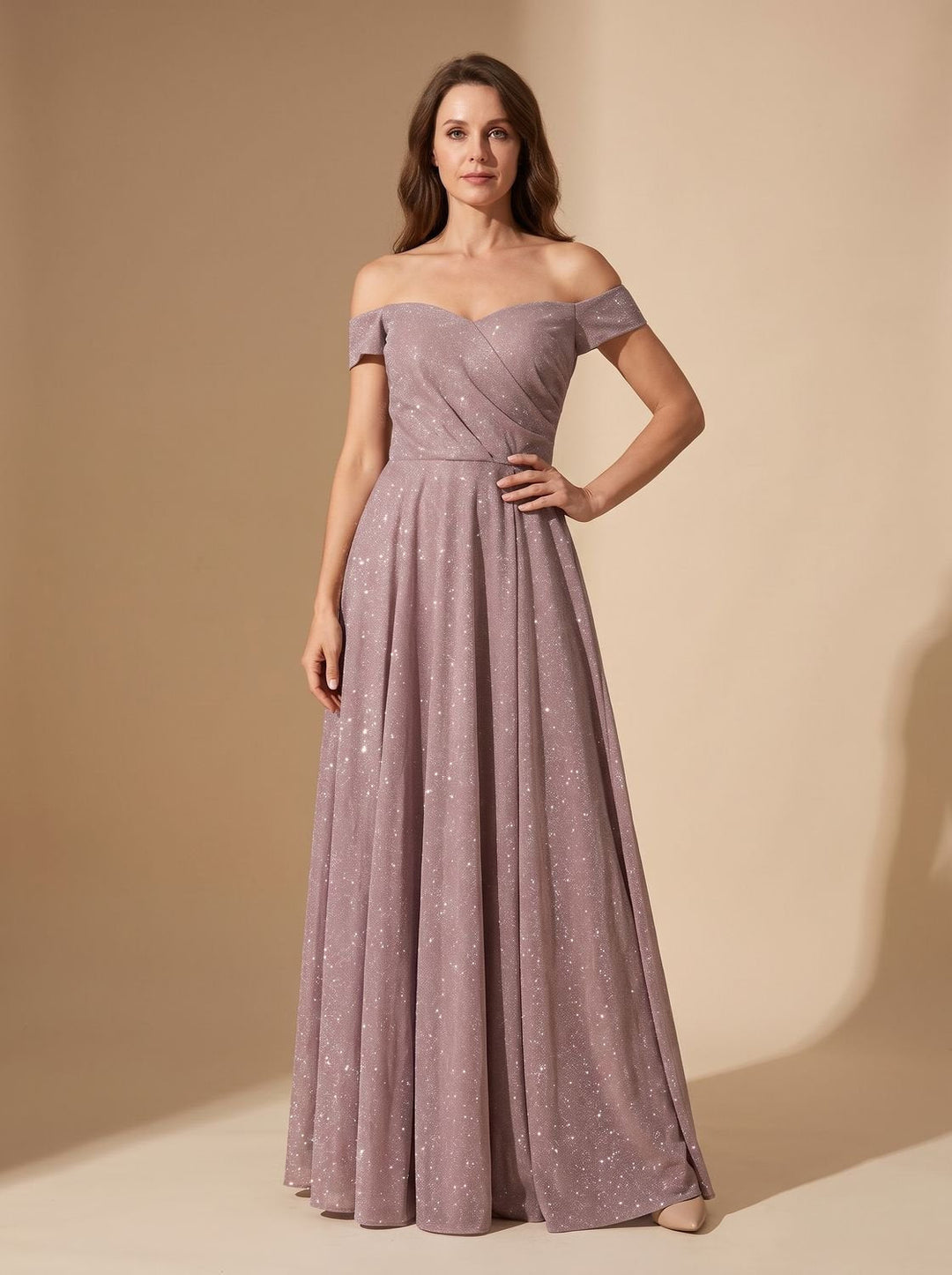 Women's Glitter A-Line Fall Wedding Guest Dress