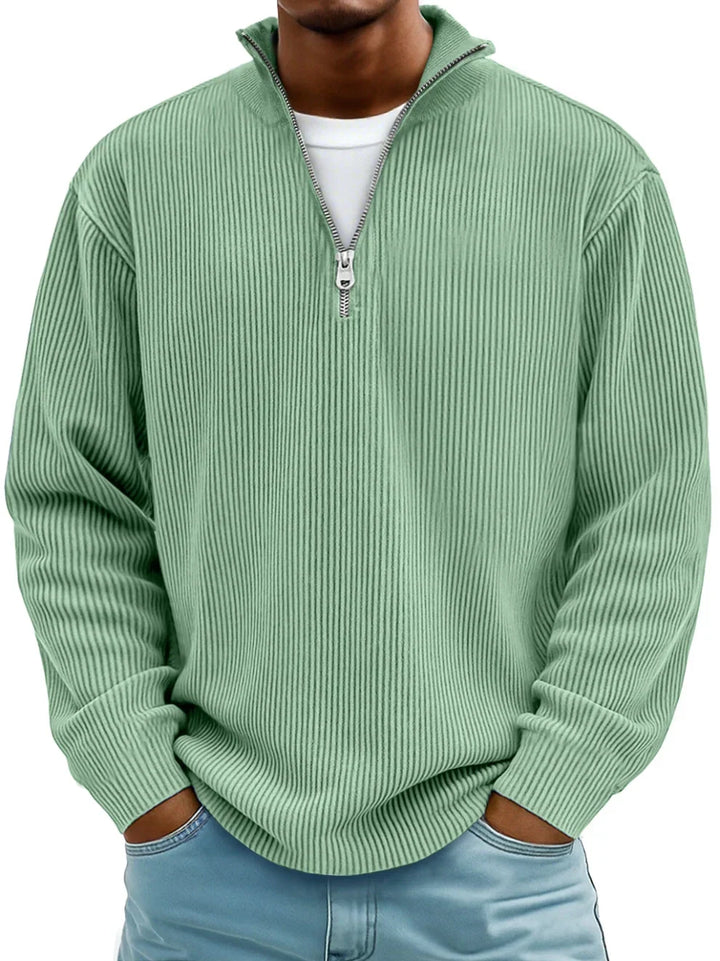 Women's Half-Zip Knit Sweater for Fall in Green