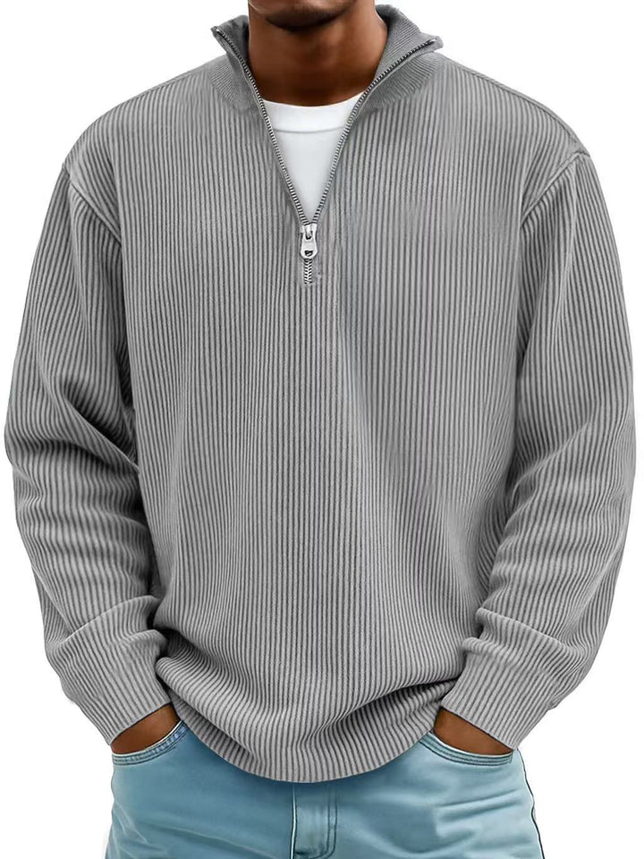 Women's Half-Zip Knit Sweater for Fall in Grey