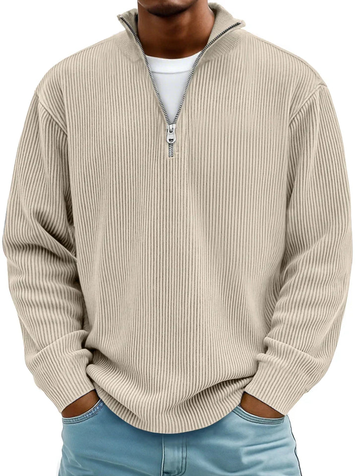 Women's Half-Zip Knit Sweater for Fall in Khaki