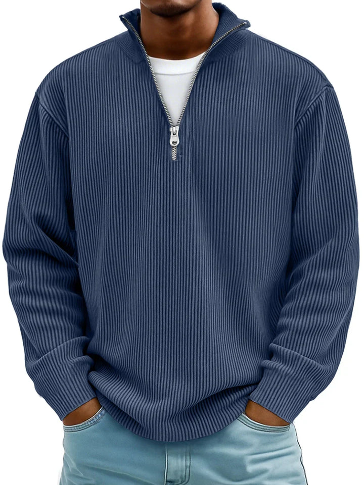 Women's Half-Zip Knit Sweater for Fall in Navy