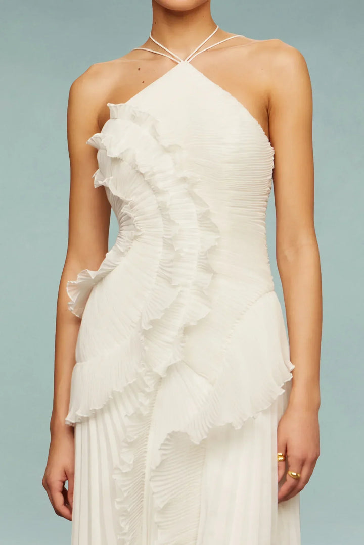 Women's Halterneck Maxi Fall Wedding Guest Dress (4)