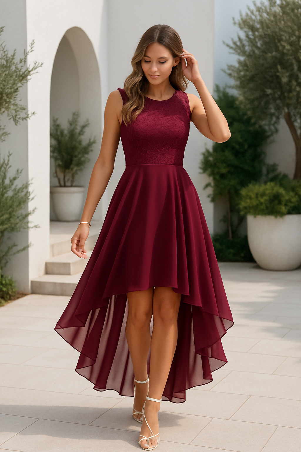 Women's High-Low Fall Wedding Guest Dress (2)