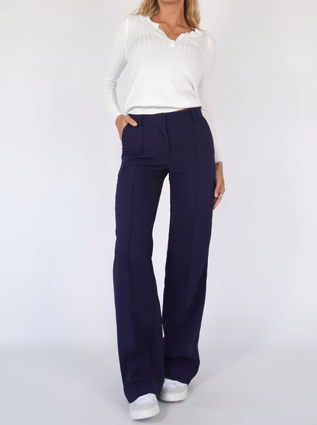 Women's High-Waist Pants with Flattering Fit in Blue 1