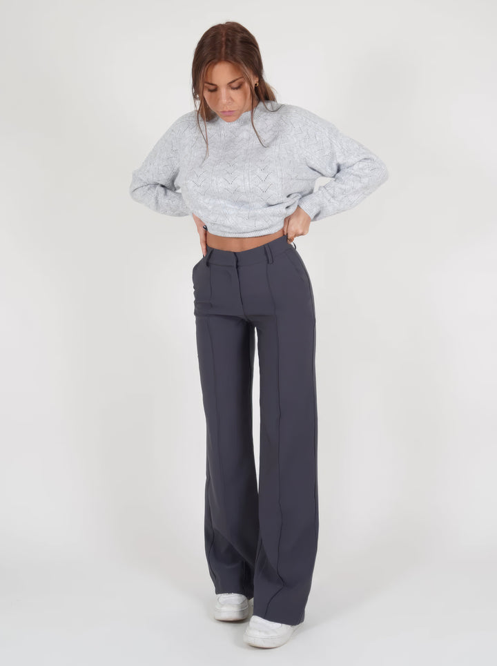 Women's High-Waist Pants with Flattering Fit in Grey 1