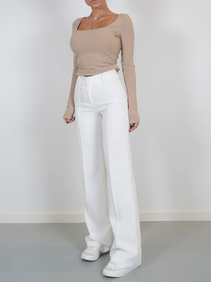 Women's High-Waist Pants with Flattering Fit in White