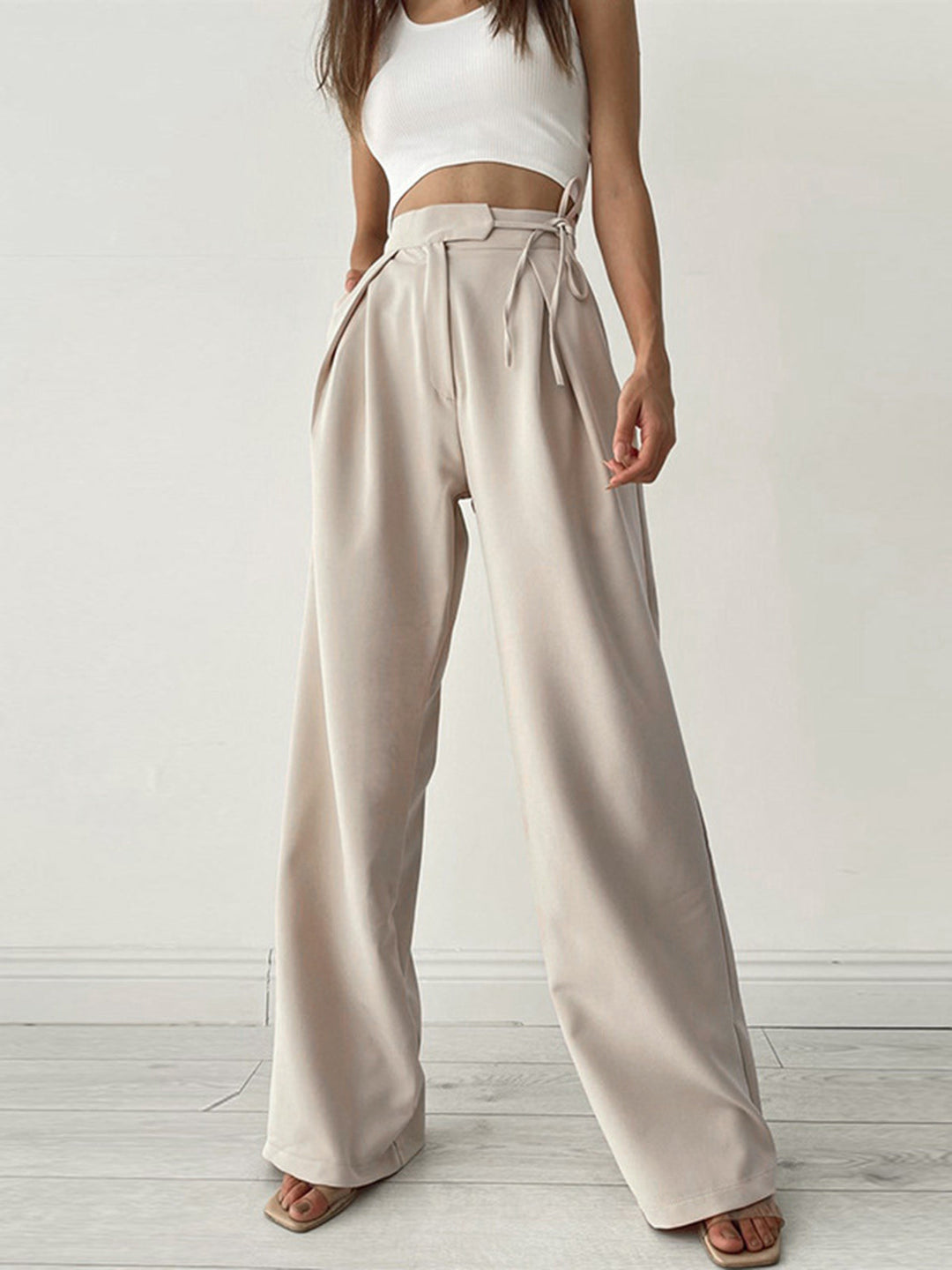 Women's High-Waist Wide Leg Pants Elegant & Comfortable in Light brown