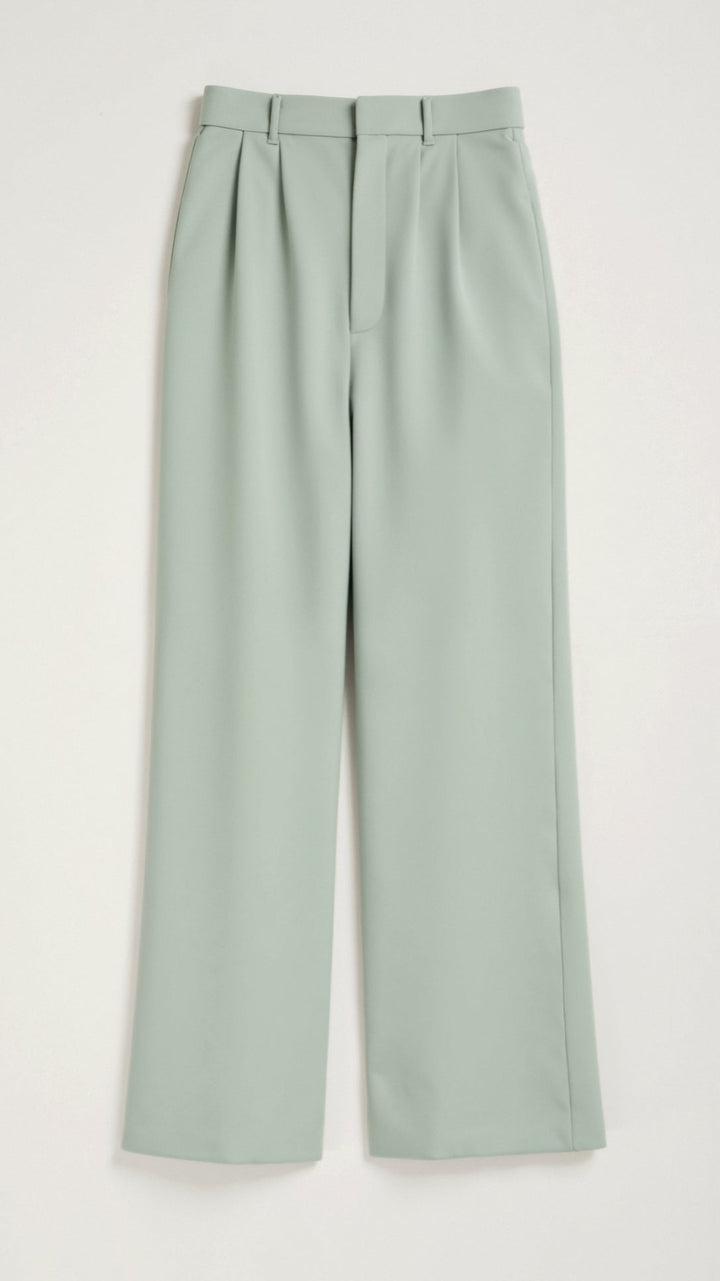 Women's High-Waist Wide-Leg Pants for Fall in Light Blue
