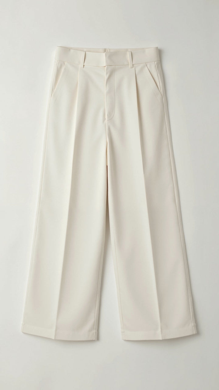 Women's High-Waist Wide-Leg Pants for Fall in White