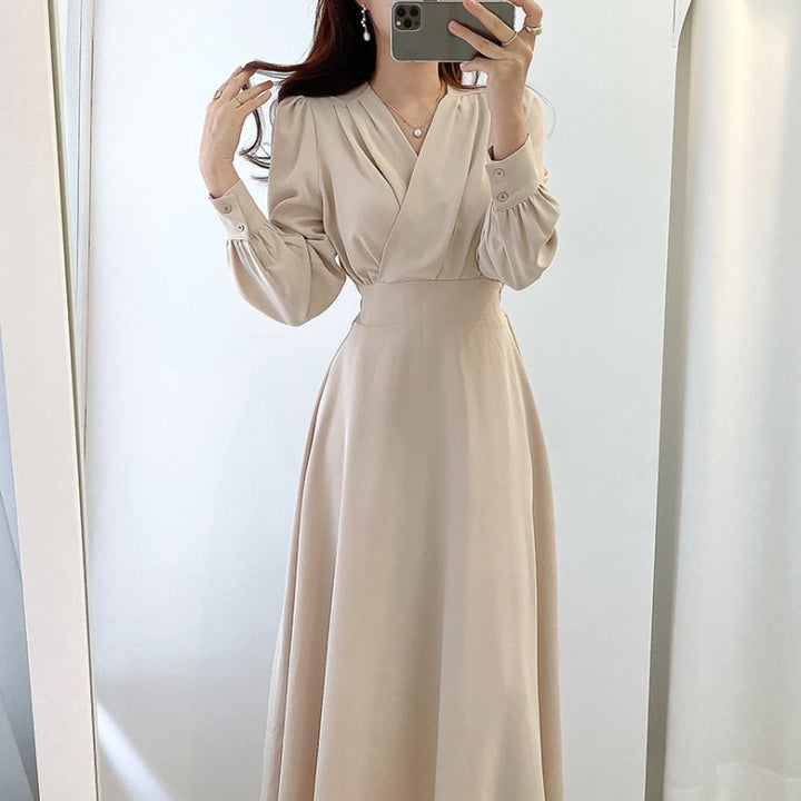 Women's Holiday Dress A-Line for Fall in Aprikose
