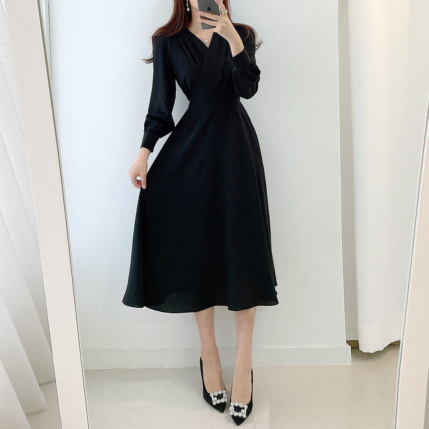 Women's Holiday Dress A-Line for Fall in Black