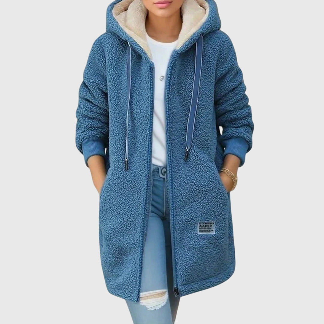 Women's Hooded Fleece Jacket for Fall in Blau (fast ausverkauft)