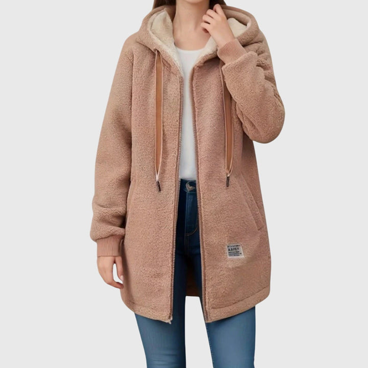 Women's Hooded Fleece Jacket for Fall in Braun (fast ausverkauft)
